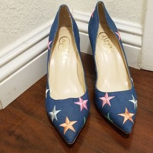 Anthropologie Star Embroidered Heels